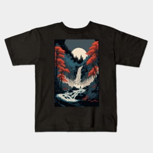 Japanese Nature Waterfall Ukiyo-e Style Kids T-Shirt